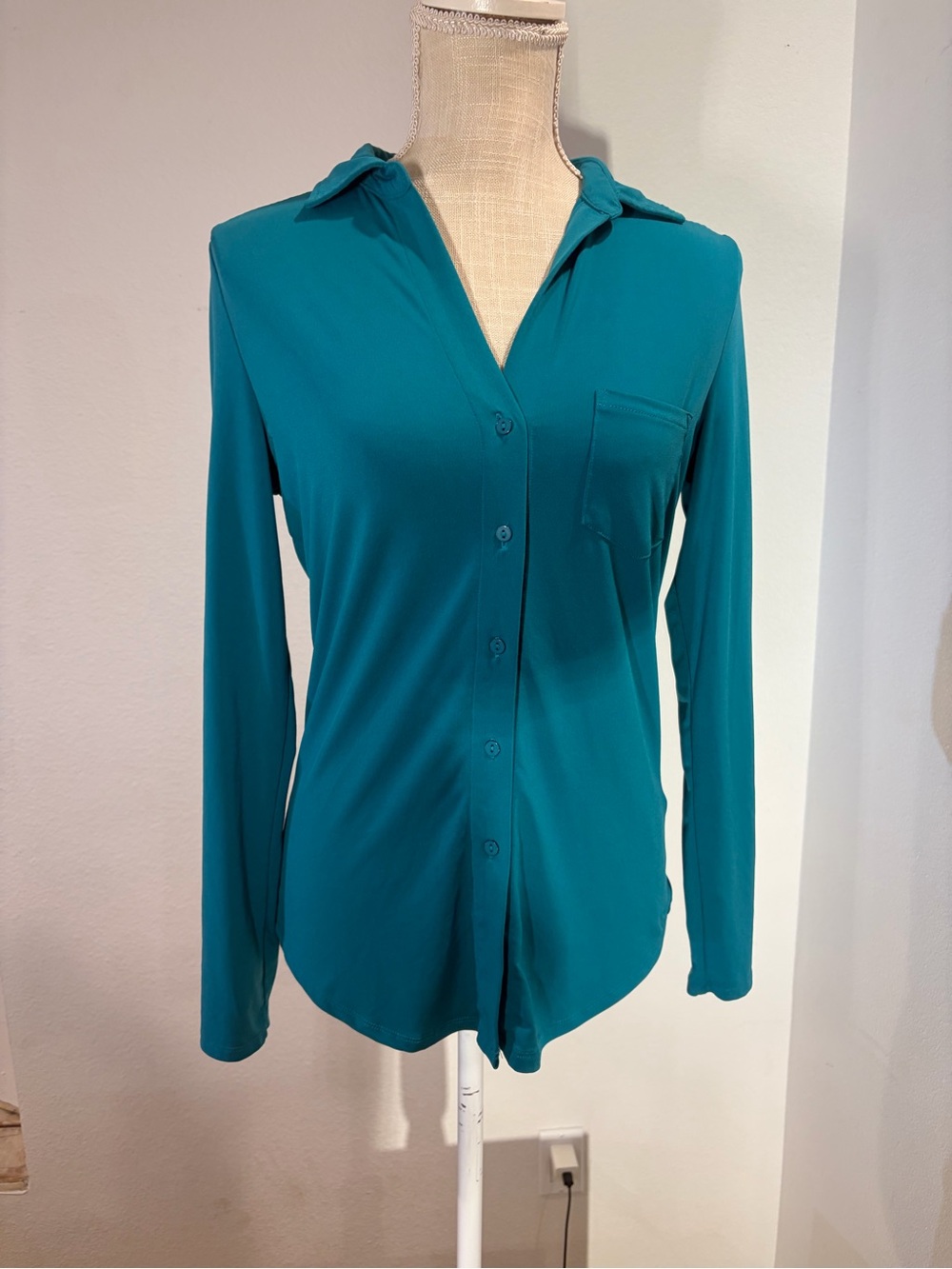 Sincerely Jules Teal Button-Front Long Sleeve Shirt